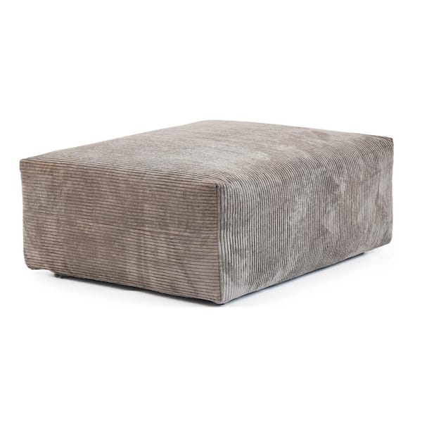 Magic Home 31 in. Oversized Corduroy Square Accent Small Modern Sectional Sofa Ottoman in Brown
