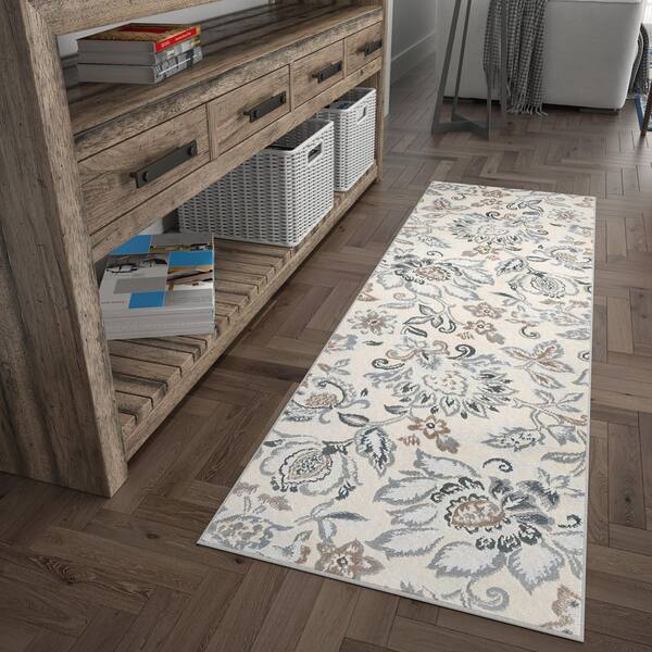 Madison Floral Cream 2 ft. x 10 ft. Indoor Runner Rug