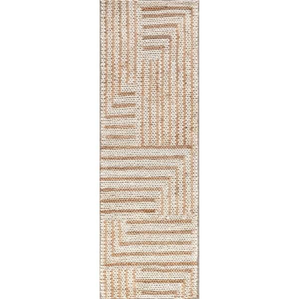 RUGS USA Grassland Handwoven Jute Ivory 2 ft. x 8 ft. Modern Runner Rug
