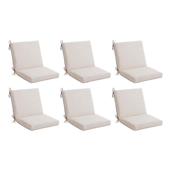 Hampton Bay 17 in. W x 20 in. D Cushionguard Mid Back Universal Outdoor Cushion Set in Putty Trellis (Set of 6)