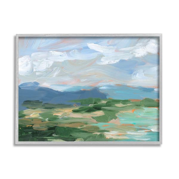 Modern Brushed Cloudy Landscape Design by Ethan Harper Framed Nature Art Print 30 in. x 24 in.