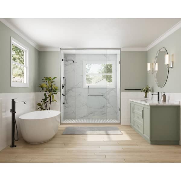 Dual 2-Spray Wall Mount 10 in. Shower Faucet 2.5 GPM with Pressure Balance, Slide Bar in Matte Black Valve Included