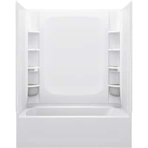 STORE+ 5 ft. Right-Hand Drain Rectangular Alcove Bathtub with Wall Set and 12-Piece Accessory Set in White