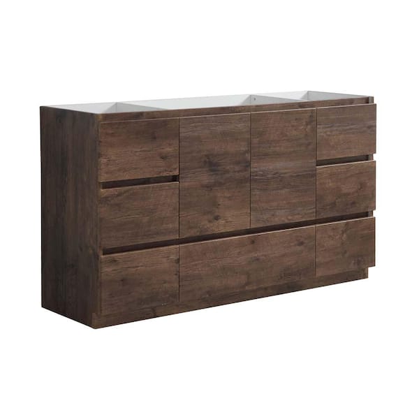 Fresca Lazzaro 60 in. Modern Bath Vanity Cabinet Only in Rosewood