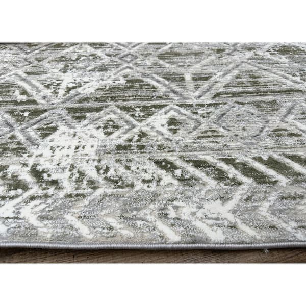 Livigno 1243 Transitional Geometric Green Runner Area Rug