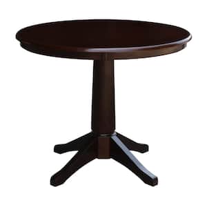 36 in. Rich Mocha Round Olivia Solid Wood Dining Table