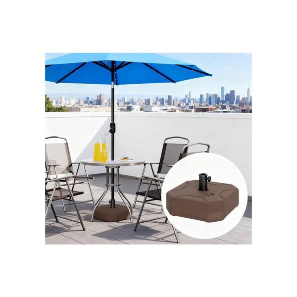 amazon patio umbrella with stand Unbranded Square Patio Umbrella Base in Brown, Heavy Duty Patio Umbrella  Holder, Plastic Outdoor Umbrella Stand Base WSYT3971P427623