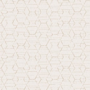 Atmosphere Collection Taupe/Mica Metallic Texture Hextex Geometric Print Non-Pasted on Non-Woven Paper Wallpaper Roll