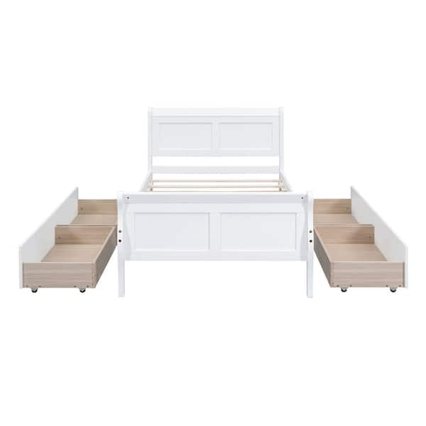Harper & Bright Designs White Wood Frame Twin Size Platform