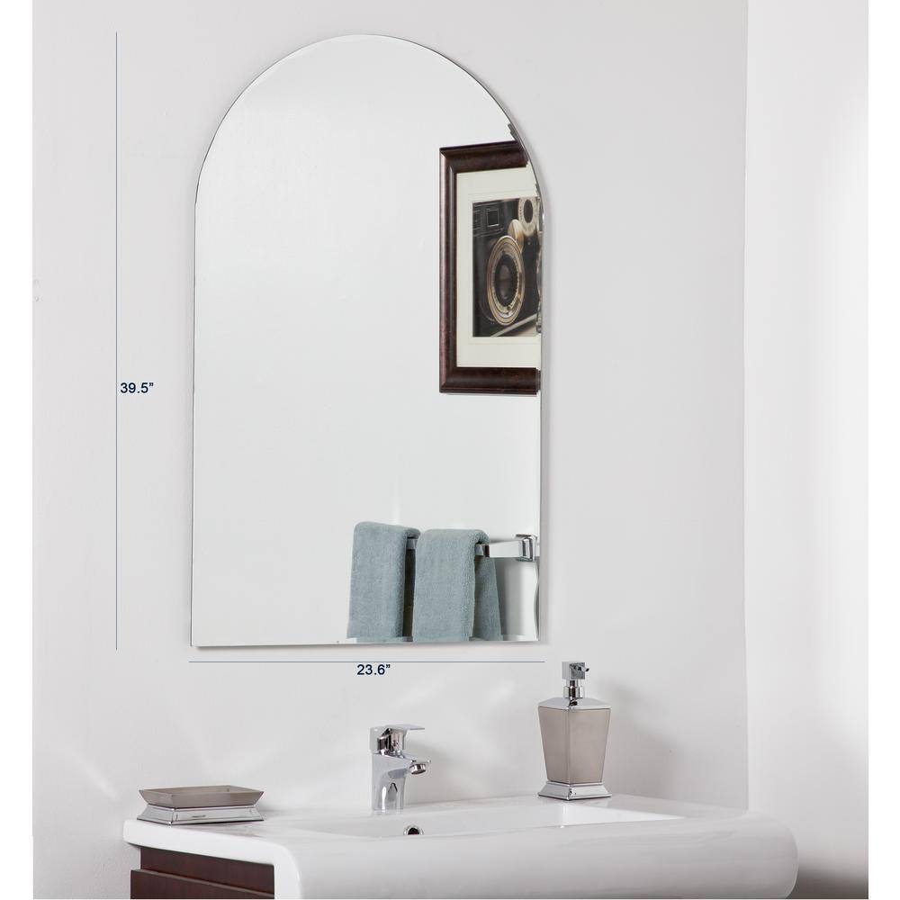 Elegant Frameless Rectangular Vanity Mirror with Arched Top