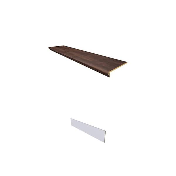 Retread 0.375 in. MDF Stair Riser and Java Oak 0.375 in. Laminate Stair Tread Cover Combo