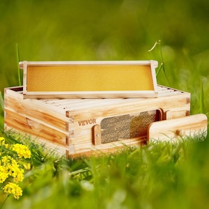 Bee Hive Medium Box Starter Kit, 100% Beeswax Coated Natural Cedar Wood, Langstroth Beehive Kit