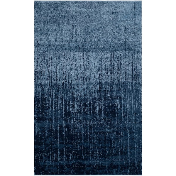 Retro 10 ft. x 14 ft. Light Blue/Blue Abstract Area Rug