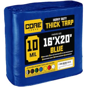 16 ft. x 20 ft. Blue 10 Mil Heavy Duty Polyethylene Tarp, Waterproof, UV Resistant, Rip and Tear Proof