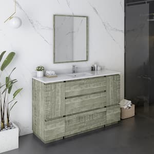 Formosa 54 in. W x 20 in. D x 35 in. H White Single Sink Bath Vanity in Sage Gray with White Vanity Top and Mirror