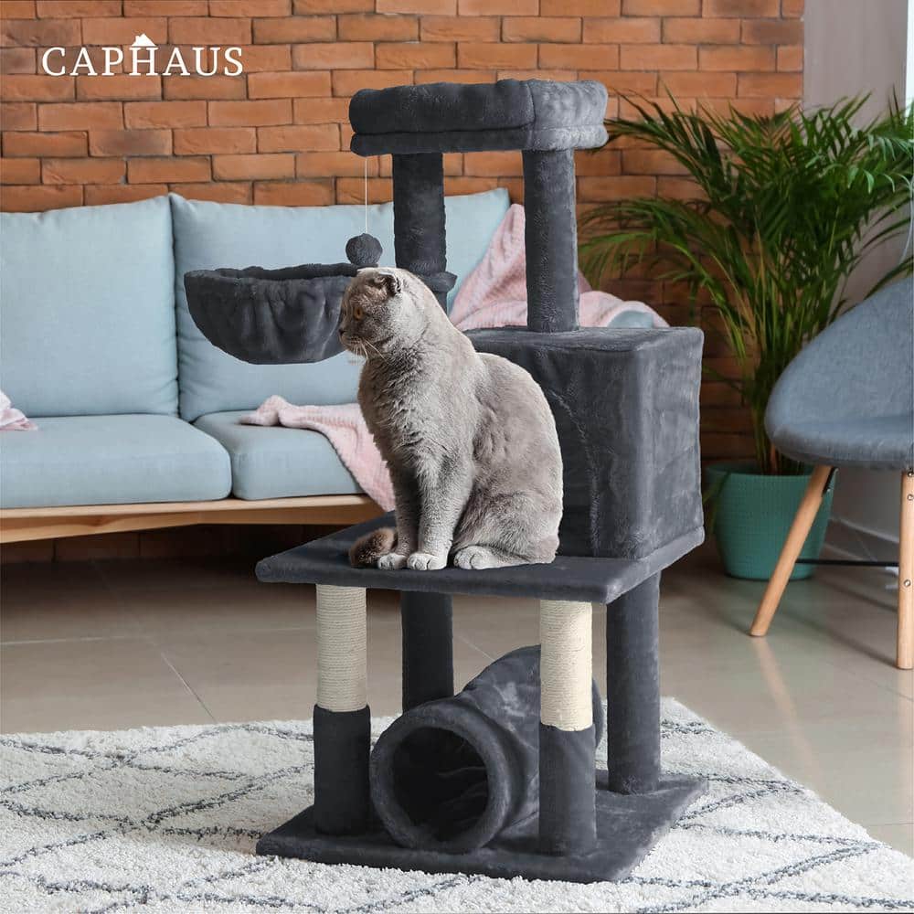 40'' Dark Gray Multi-Level Cat Activity Tree with Sisal Scratching Posts