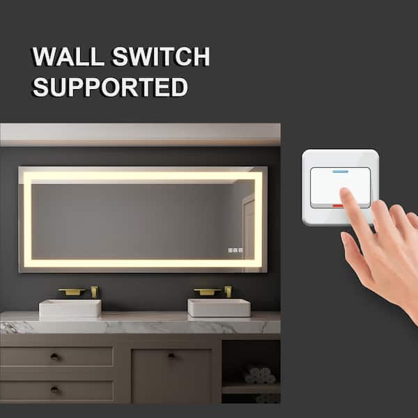 TOOLKISS 60 in. W x 28 in. H Large Rectangular Frameless LED