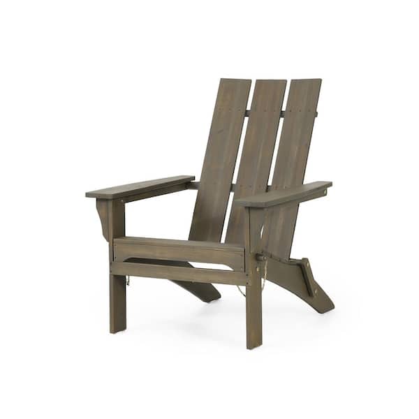 Noble House Eliphaz Gray Folding Wood Adirondack Chair