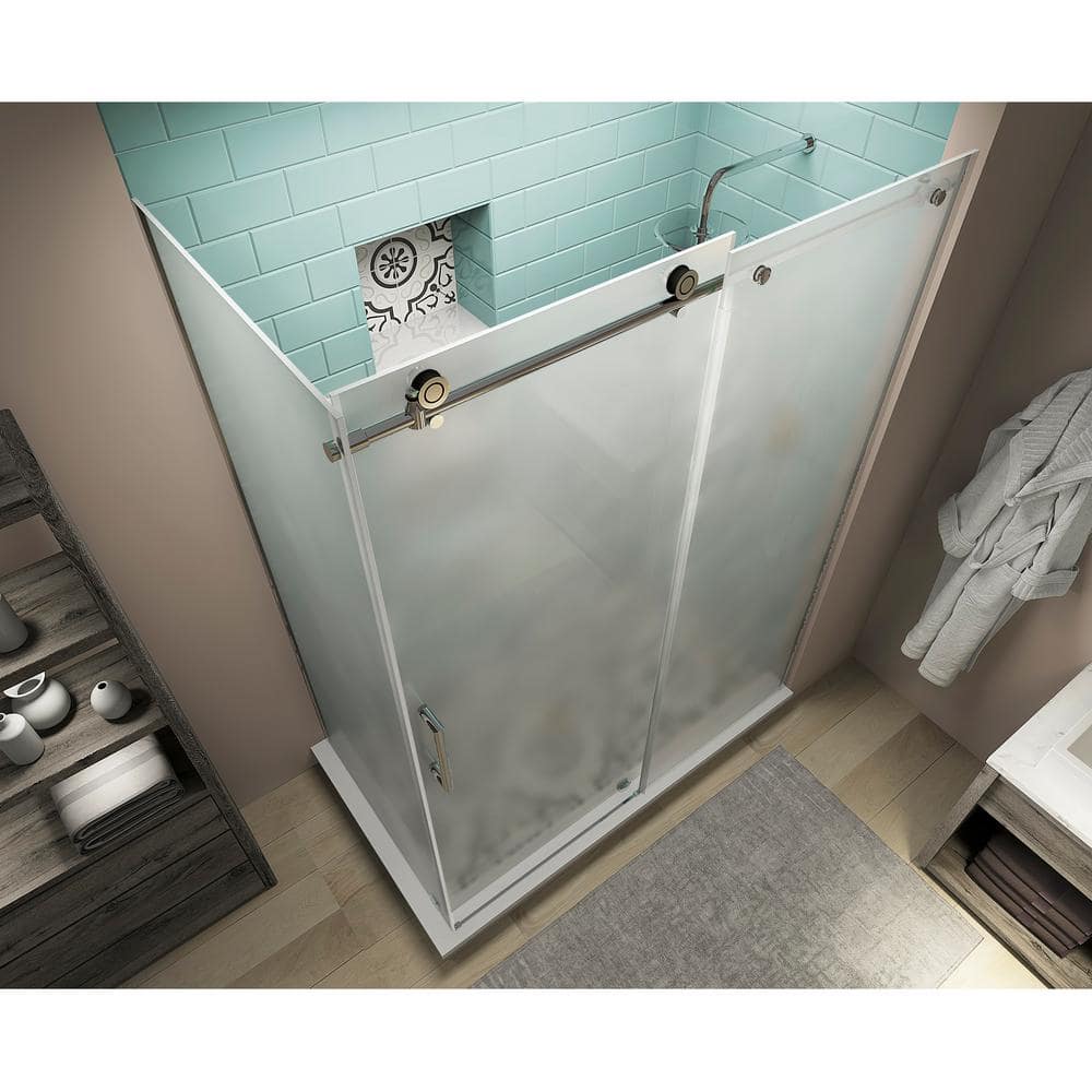 Coraline XL Polished Chrome Frameless Sliding Shower Enclosure with Frosted Glass