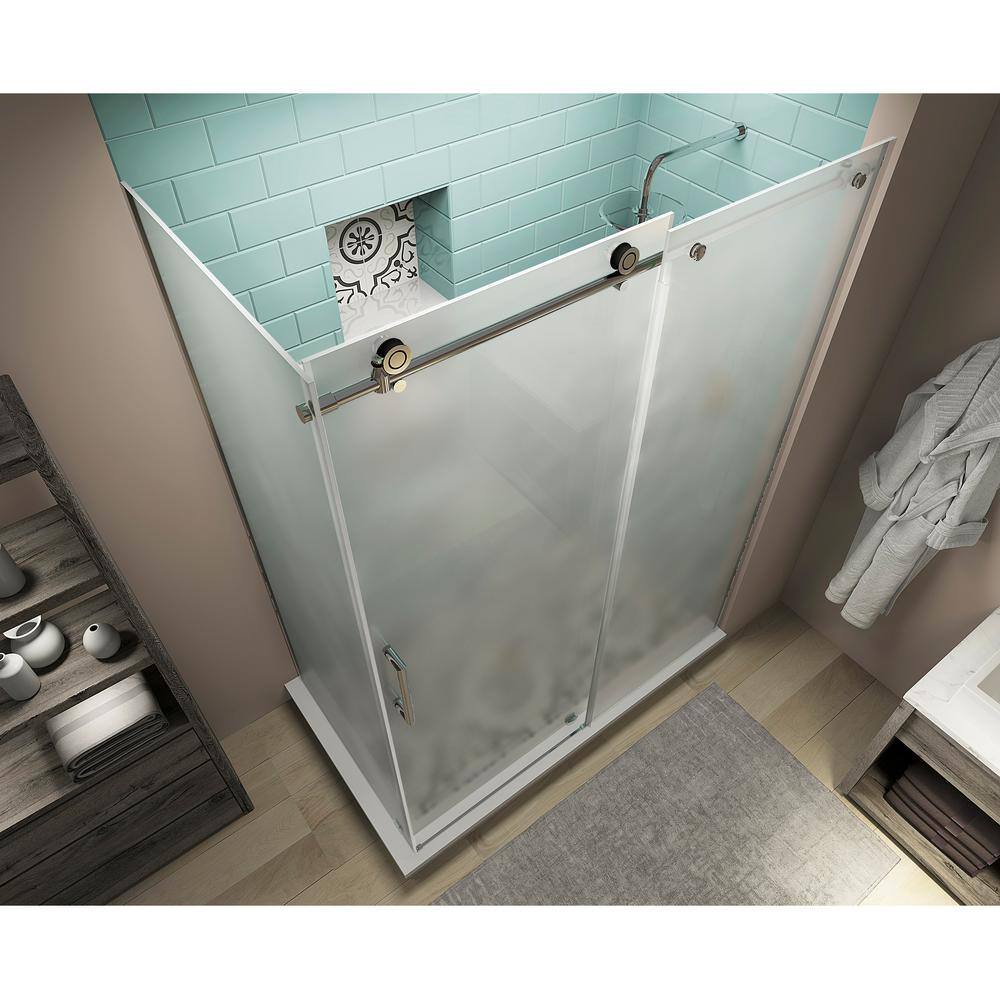 Coraline XL Polished Chrome Frameless Sliding Shower Enclosure with Frosted Glass