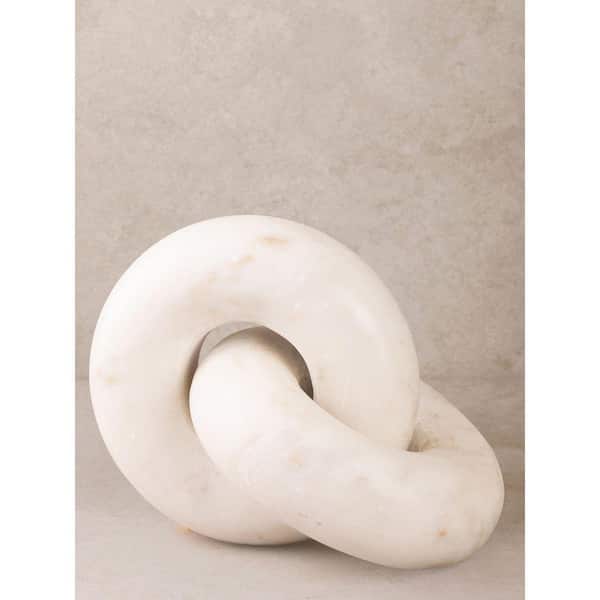 Munich White Marble Knot Sculpture, 10 in. x 4.5 in.