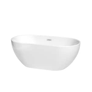 Brooklyn 60 in. Acrylic Flatbottom Bathtub in White with Polished Chrome Trim