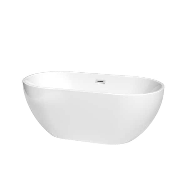 Brooklyn 60 in. Acrylic Flatbottom Bathtub in White with Polished Chrome Trim