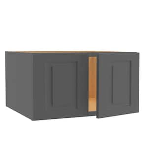 Grayson Deep Onyx Painted Plywood Shaker Assembled Wall Kitchen Cabinet Soft Close 27 in. W 24 D in. 15 in. H
