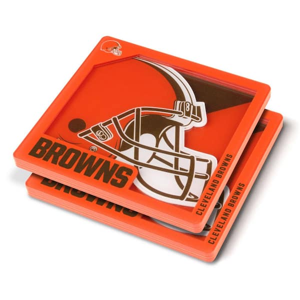 YouTheFan NFL Cleveland Browns 3D Logo 2-Piece Assorted Colors Acrylic Coasters