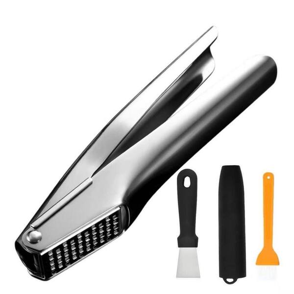 Garlic Press Stainless Steel, Heavy Duty Professional Garlic Grinder, Easy Clean, Dishwasher Safe, Rust-proof, Silver