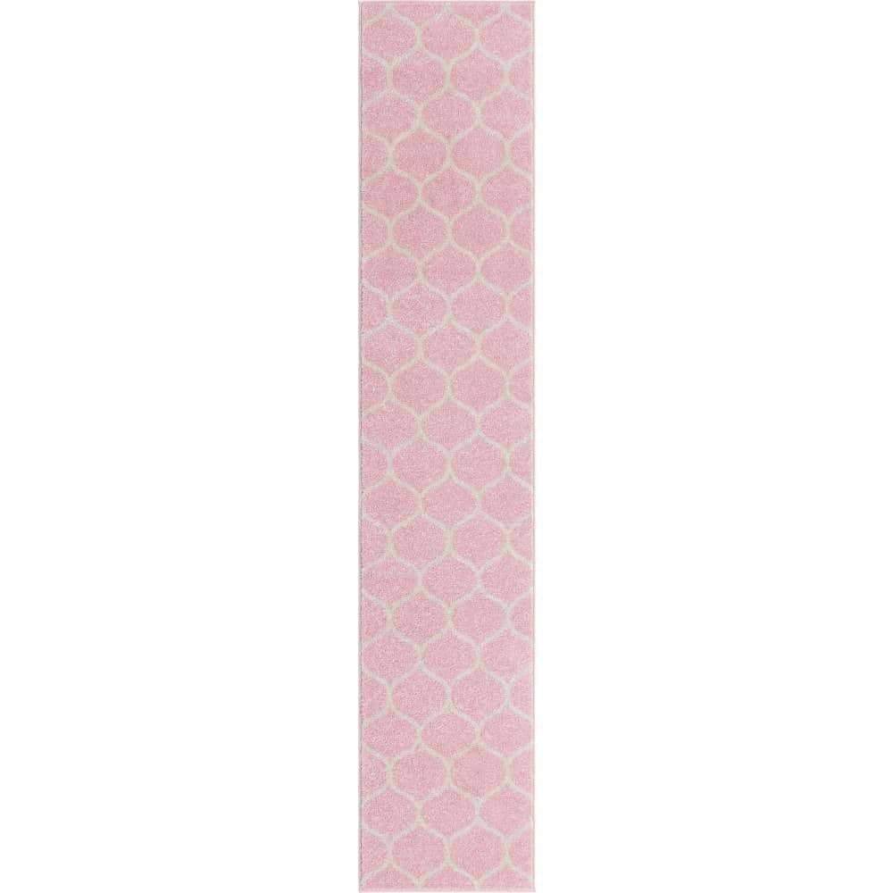 Trellis Frieze Collection Area Rug - Rounded (2 ft. x 10 ft. Runner Light Pink/Ivory) price history on PriceWatchPro