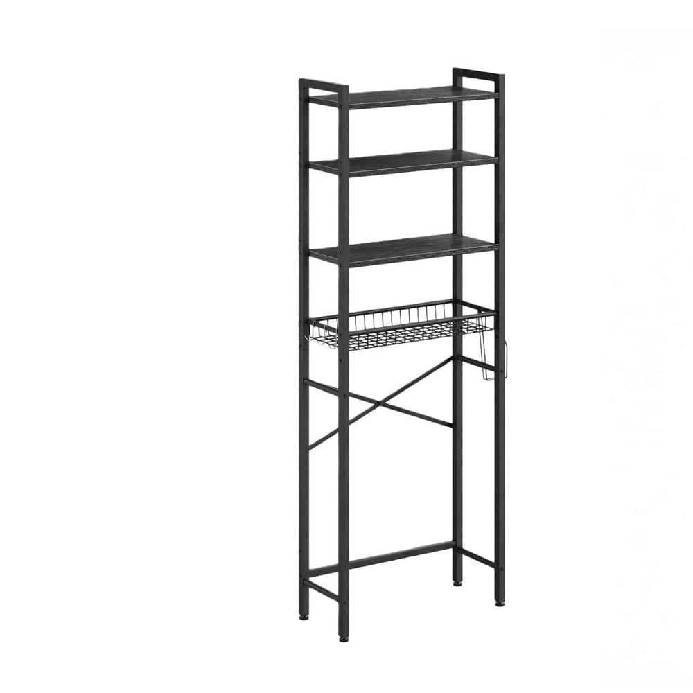 23 in. W x 68 in. H x 9 in. D Black Over The Toilet Storage with 4-Tier Adjustable Shelf and Basket Freestanding price history on PriceWatchPro