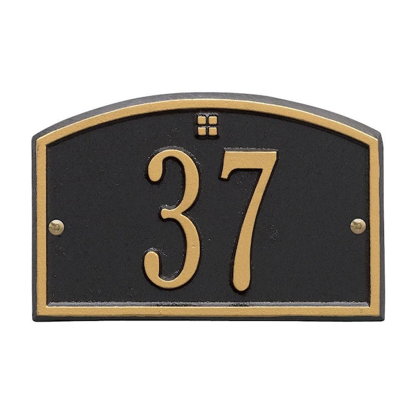 Whitehall Products Cape Charles Rectangular Black/Gold Petite Wall 1-Line Address Plaque