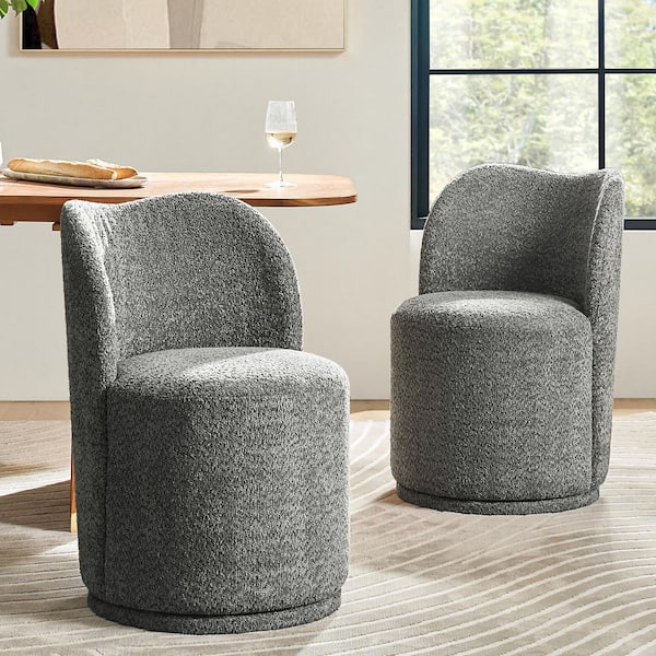 JAYDEN CREATION Clester Grey Polyester 360° Swivel Dining Chair Set of 2