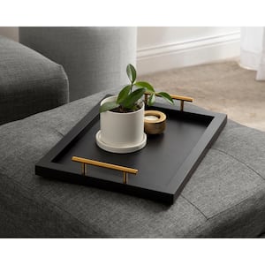 Halsey 12.50 in. W Rectangle Black Wood Decorative Tray