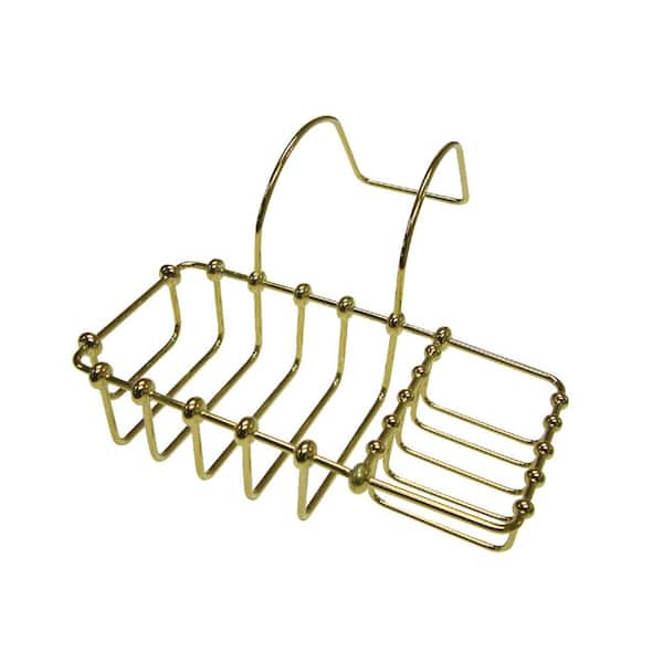 Soap and Sponge Claw Foot Shower Caddy in Polished Brass