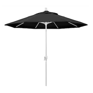 9 ft. Aluminum Market Push Tilt - M White Patio Umbrella in Black Olefin