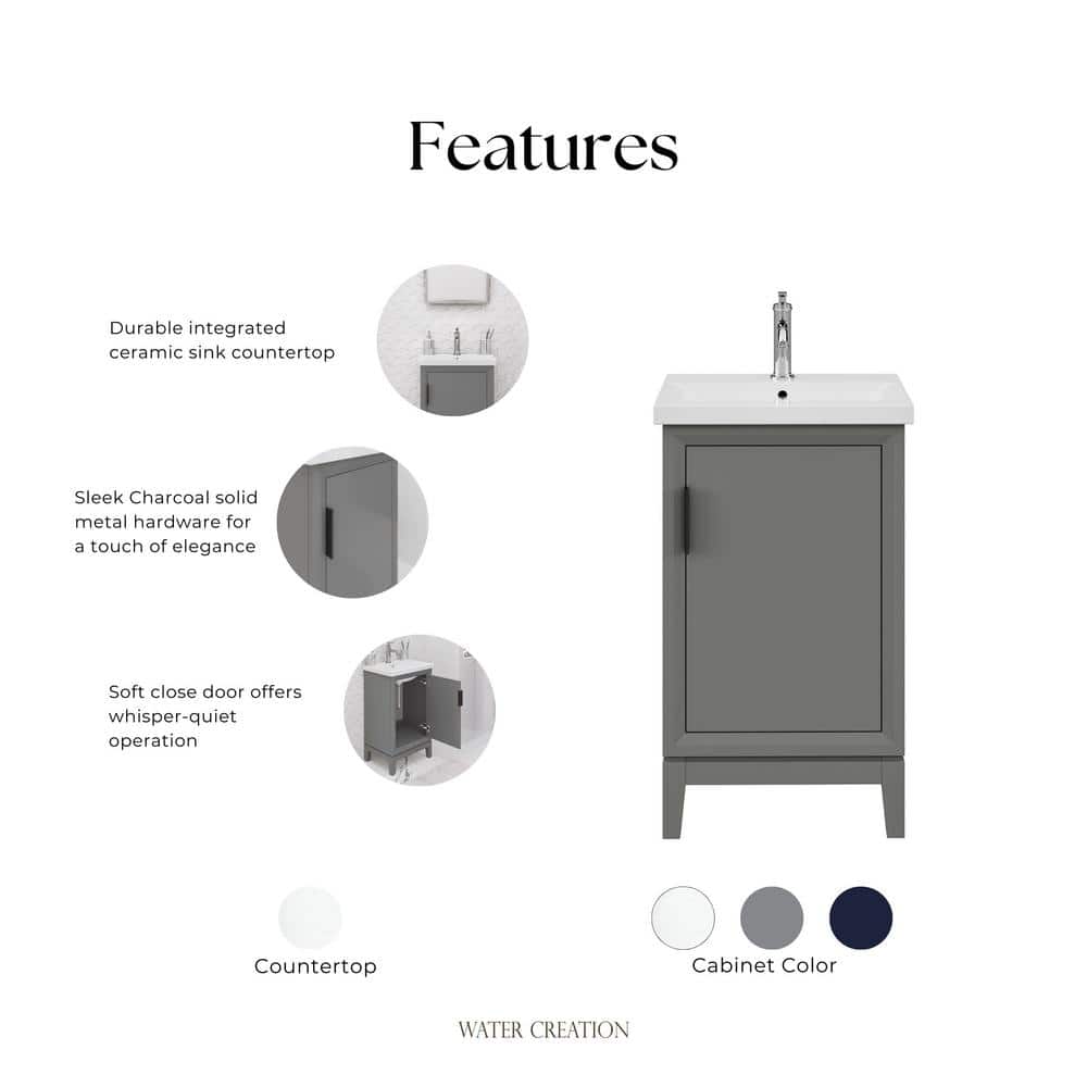 Elsa 20" Cashmere Gray Single Bathroom Vanity with Ceramic Sink