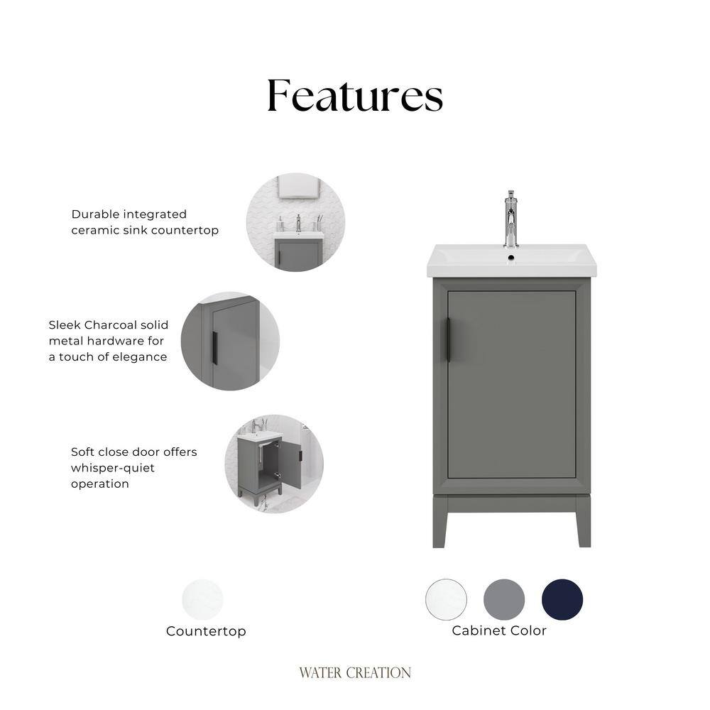 Elsa 20" Cashmere Gray Single Bathroom Vanity with Ceramic Sink