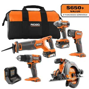 18V Cordless 5-Tool Combo Kit with (2) 4.0 Ah Batteries, Charger, Tool Bag, and Accessories