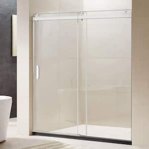 72 in. W x 76 in. H Single Sliding Frameless Shower Door/Enclosure in Chrome Finish with Clear Glass