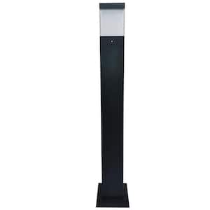 31 in. Line Voltage Black 1200 Lumens Hardwired Integrated LED Square Bollard Light with Selectable CCT