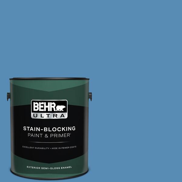 BEHR ULTRA 1 gal. #M520-5 Alpha Blue Semi-Gloss Enamel Exterior Paint & Primer