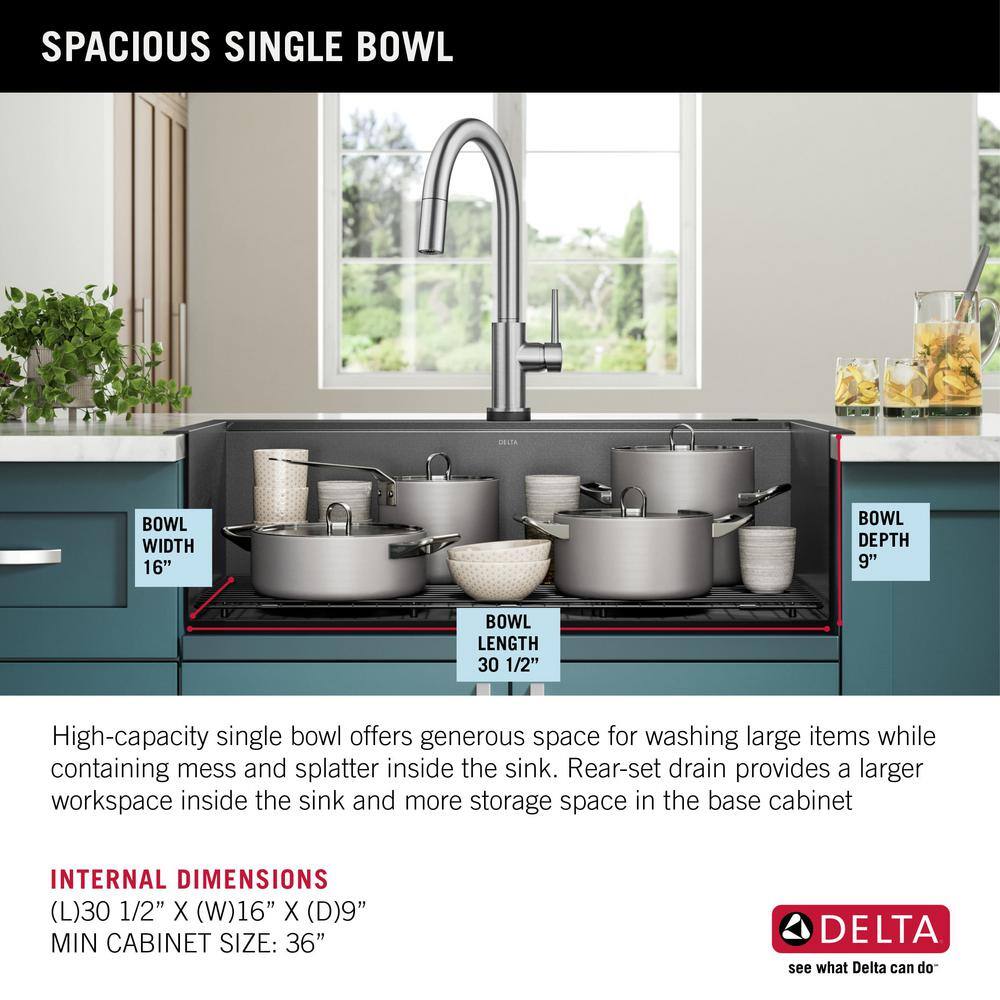 Delta Black Stainless Steel 33" Single Bowl Drop-In Kitchen Sink