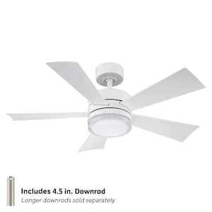 Wynd 42 in. Smart Indoor/Outdoor 5-Blade Ceiling Fan Matte White with 3000K LED and Remote Control