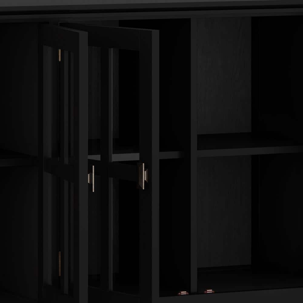 Black Solid Wood 66'' Traditional Sideboard with Adjustable Shelving