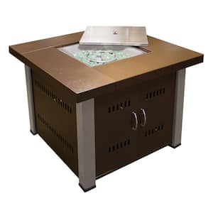 38 in. Steel Propane Firepit with Antique Bronze/Stainless Steel Finish