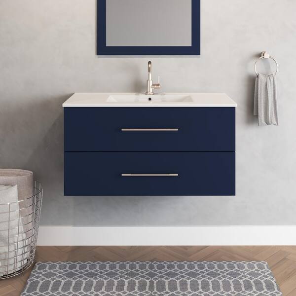 MTD Vanities 36-in White Single Sink Bathroom Vanity with White Ceramic Top