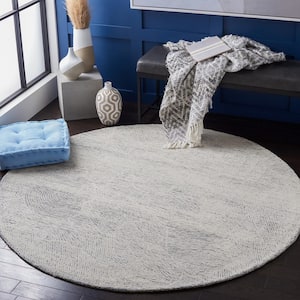 Metro Dark Grey/Ivory 4 ft. x 4 ft. Solid Color Abstract Round Area Rug