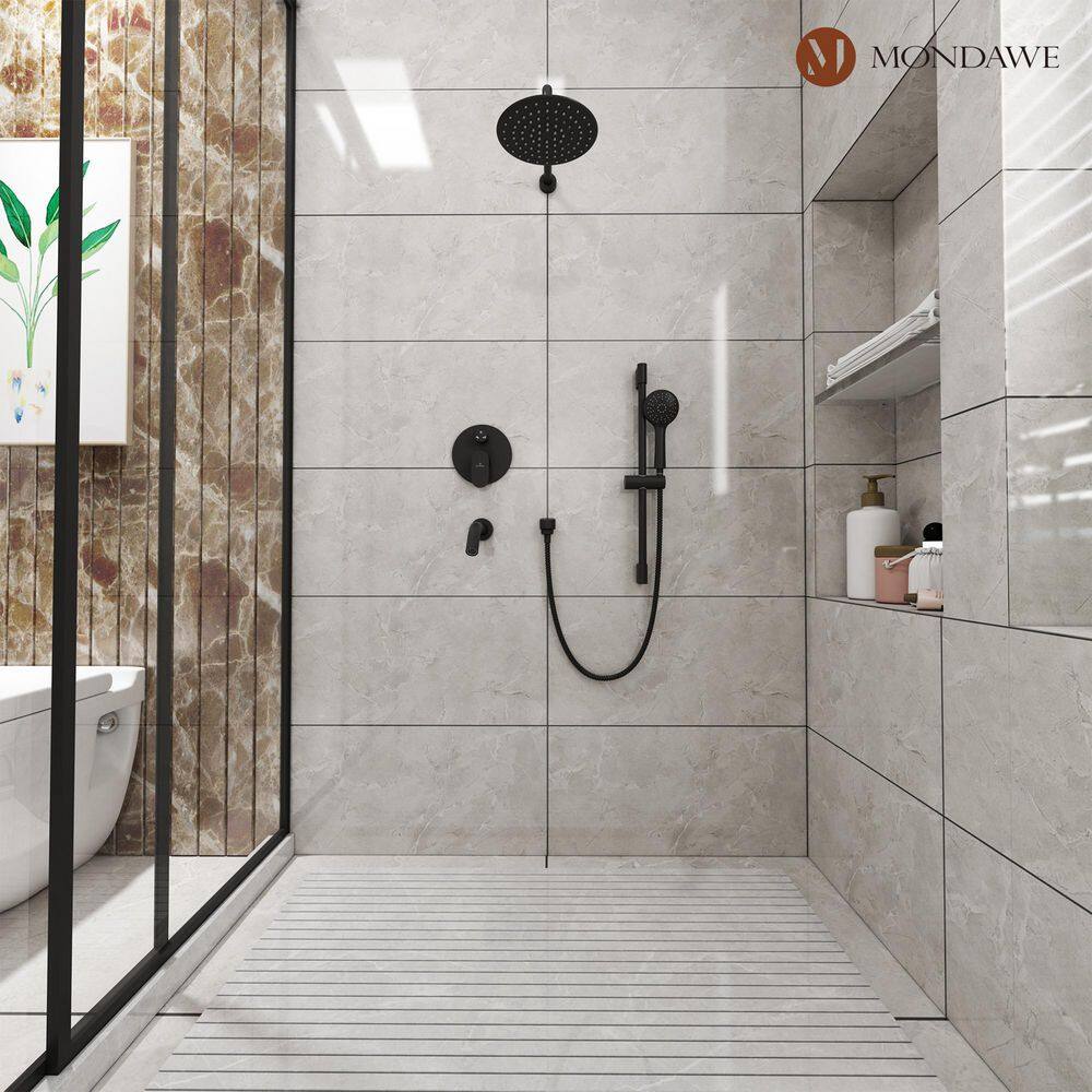 Matte Black Adjustable Height Rain Shower System with Handheld